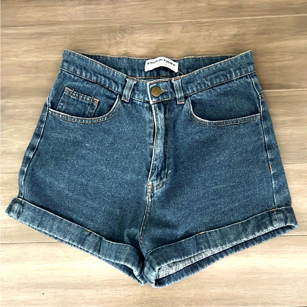 OG Vintage American Apparel Blue Jean Shorts High-Waisted Cuffed size 26